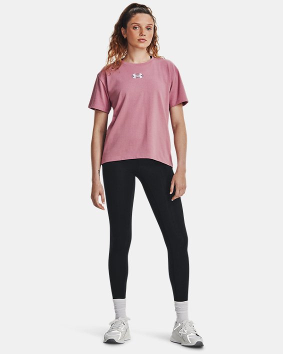 เสื้อแขนสั้นมีน้ำหนัก UA Crest สำหรับผู้หญิง in Pink image number 2